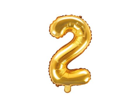Balon foliowy Cyfra 2, 35cm, złoty Balon foliowy Cyfra 2, 35cm, złoty