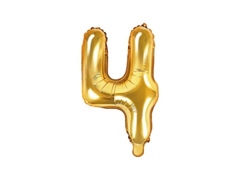 Balon foliowy Cyfra 4, 35cm, złoty Balon foliowy Cyfra 4, 35cm, złoty