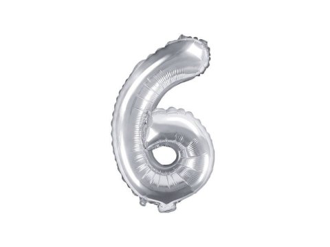 Balon foliowy Cyfra 6, 35cm, srebrny Balon foliowy Cyfra 6, 35cm, srebrny