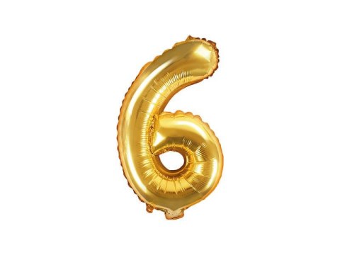 Balon foliowy Cyfra 6, 35cm, złoty Balon foliowy Cyfra 6, 35cm, złoty
