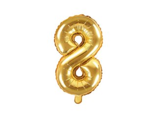 Balon foliowy Cyfra 8, 35cm, złoty