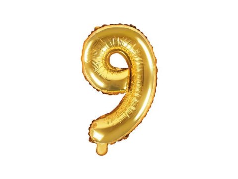 Balon foliowy Cyfra 9, 35cm, złoty Balon foliowy Cyfra 9, 35cm, złoty