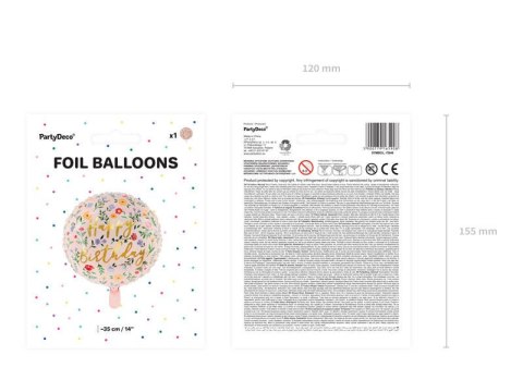 Balon foliowy Happy Birthday! Jasny różowy boho, 35cm Balon foliowy Happy Birthday! Jasny różowy boho, 35cm