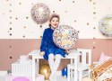Balon foliowy Happy Birthday! Jasny różowy boho, 35cm