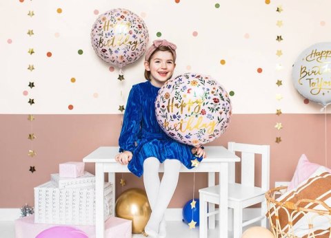 Balon foliowy Happy Birthday! Jasny różowy boho, 35cm Balon foliowy Happy Birthday! Jasny różowy boho, 35cm