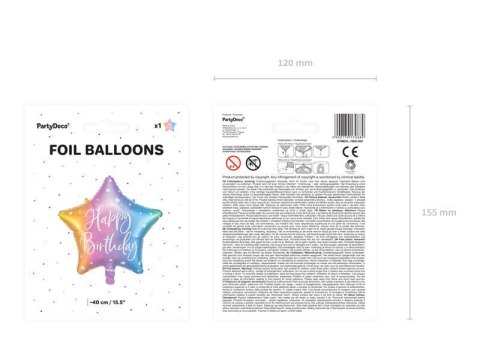 Balon foliowy Happy Birthday! Kolorowa gwiazda 40 cm Balon foliowy Happy Birthday! Kolorowa gwiazda 40 cm