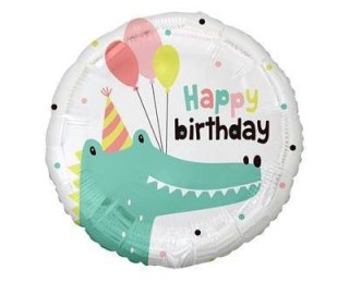 Balon foliowy Happy Birthday Krokodyl, 45 cm