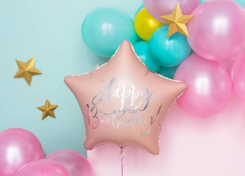 Balon foliowy Happy Birthday ! Różowa gwiazda 40 cm Balon foliowy Happy Birthday ! Różowa gwiazda 40 cm