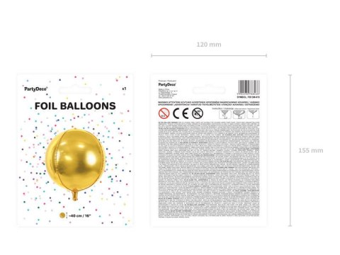 Balon foliowy Kula, 40cm, złota Balon foliowy Kula, 40cm, złota