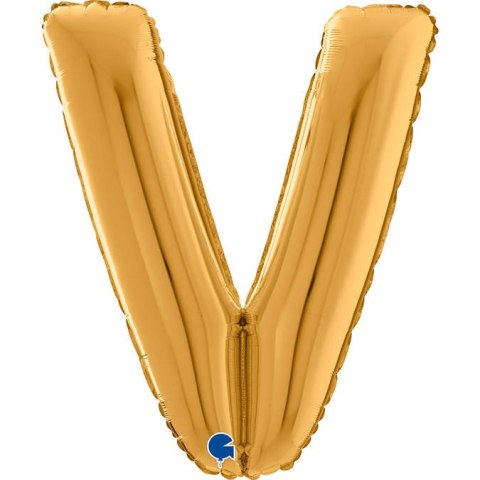 Balon foliowy Litera V, 66cm, Złota Balon foliowy Litera V, 66cm, Złota