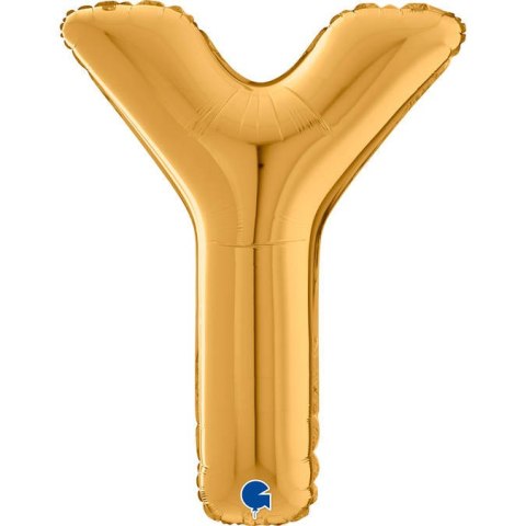 Balon foliowy Litera Y, 66cm, Złota Balon foliowy Litera Y, 66cm, Złota