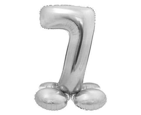 Balon foliowy, stojąca cyfra 7, srebrna, 72cm Balon foliowy, stojąca cyfra 7, srebrna, 72cm