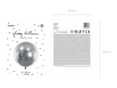 Balon lateksowy Gigant, Glossy, Chrome, Srebrny, 60cm, 1 szt. Balon lateksowy Gigant, Glossy, Chrome, Srebrny, 60cm, 1 szt.