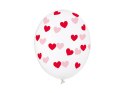 Balony Przezroczyste w czerwone Serduszka 30cm, 6 szt.