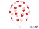 Balony Przezroczyste w czerwone Serduszka 30cm, 6 szt.