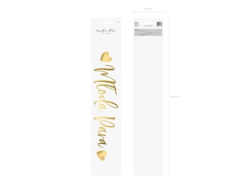 Tablica dekoracyjna do samochodu Młoda Para, złota, 52x11,5 Tablica dekoracyjna do samochodu Młoda Para, złota, 52x11,5