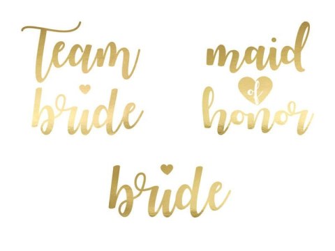 Tatuaże zmywalne Wieczór panieński, Team Bride, złote 13 szt. Tatuaże zmywalne Wieczór panieński, Team Bride, złote 13 szt.