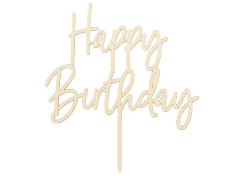Topper drewniany urodzinowy Happy Birthday, 14cm Topper drewniany urodzinowy Happy Birthday, 14cm