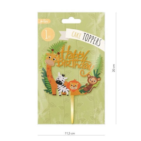 Topper na tort Happy Birthday zwierzątka, zoo 15 cm Topper na tort Happy Birthday zwierzątka, zoo 15 cm