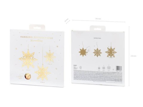 Zawieszki dekoracyjne, złote śnieżynki 15-25 cm, 6 szt. Zawieszki dekoracyjne, złote śnieżynki 15-25 cm, 6 szt.