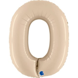 Balon Foliowy Cyfra 0, Satynowa Kremowa 102cm Grabo