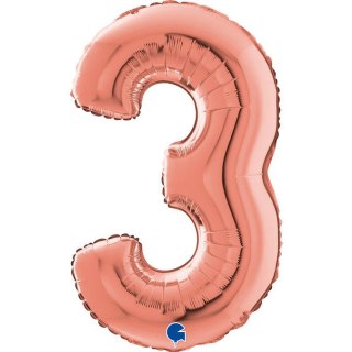 Balon foliowy Cyfra 3 Rose Gold - 66 cm Grabo