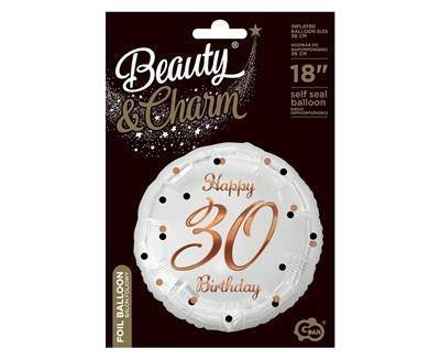 Balon foliowy Happy 30 Birthday, biały, nadruk różowo-złoty, 18' Balon foliowy Happy 30 Birthday, biały, nadruk różowo-złoty, 18'