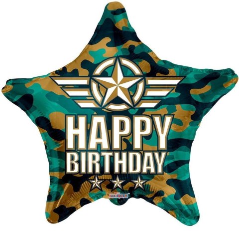 Balon foliowy Happy Birthday Gwiazda Moro 46 cm Balon foliowy Happy Birthday Gwiazda Moro 46 cm