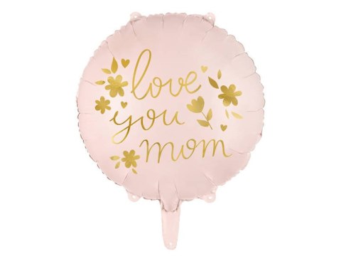 Balon foliowy Love you mom, różowy 45 cm