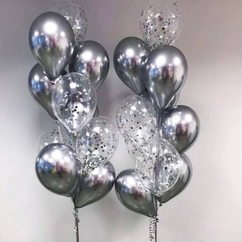 Balony lateksowe Chrome srebrne, 30cm, 50 szt. Balony lateksowe Chrome srebrne, 30cm, 50 szt.