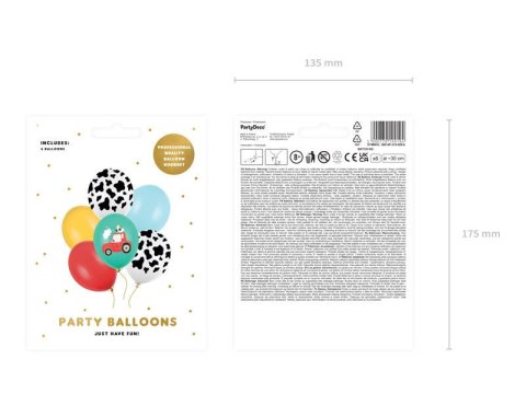 Balony lateksowe Farma, traktor 30cm, 6 sztuk Balony lateksowe Farma, traktor 30cm, 6 sztuk