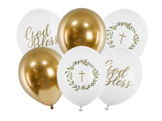 Balony lateksowe God Bless, Komunia Święta 30cm, 6 sztuk