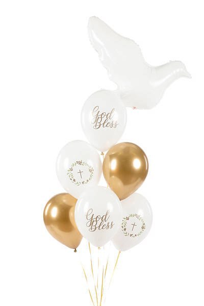 Balony lateksowe God Bless, Komunia Święta 30cm, 6 sztuk