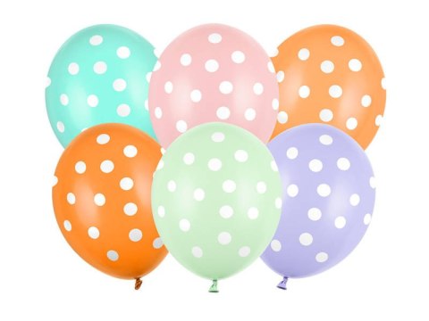 Balony lateksowe Kolorowe Kropki 30cm, 6 sztuk Balony lateksowe Kolorowe Kropki 30cm, 6 sztuk