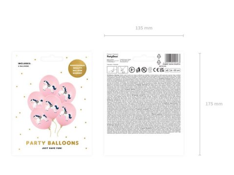 Balony lateksowe Konik, Pastelowe Różowe 30cm, 6 sztuk Balony lateksowe Konik, Pastelowe Różowe 30cm, 6 sztuk