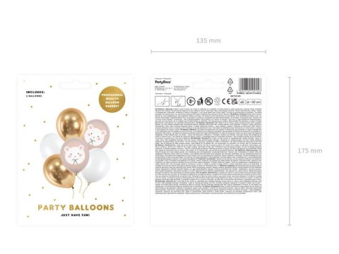 Balony lateksowe Miś polarny 30cm, 6 sztuk Balony lateksowe Miś polarny 30cm, 6 sztuk