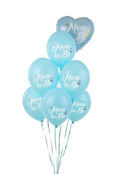 Balony lateksowe Mom to be, pastelowy niebieski 30cm, 6 sztuk Balony lateksowe Mom to be, pastelowy niebieski 30cm, 6 sztuk