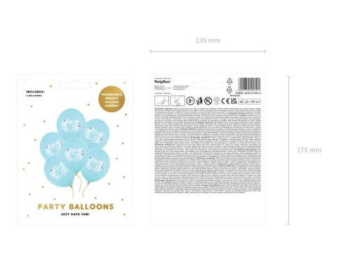 Balony lateksowe Mom to be, pastelowy niebieski 30cm, 6 sztuk Balony lateksowe Mom to be, pastelowy niebieski 30cm, 6 sztuk