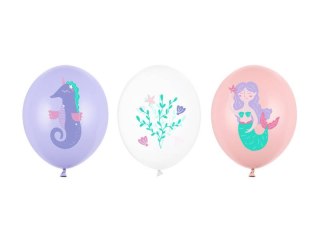 Balony lateksowe Morski świat, Syrenka 30cm, 50 sztuk