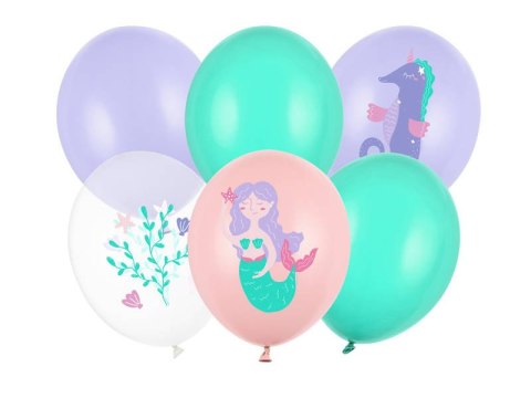 Balony lateksowe Morski świat syrenka 30cm, 6 sztuk Balony lateksowe Morski świat syrenka 30cm, 6 sztuk