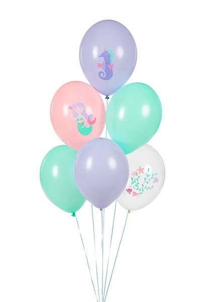 Balony lateksowe Morski świat syrenka 30cm, 6 sztuk Balony lateksowe Morski świat syrenka 30cm, 6 sztuk
