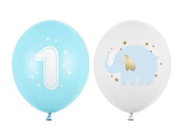 Balony lateksowe Roczek słonik, pastelowe niebieskie 30cm, 50 sztuk