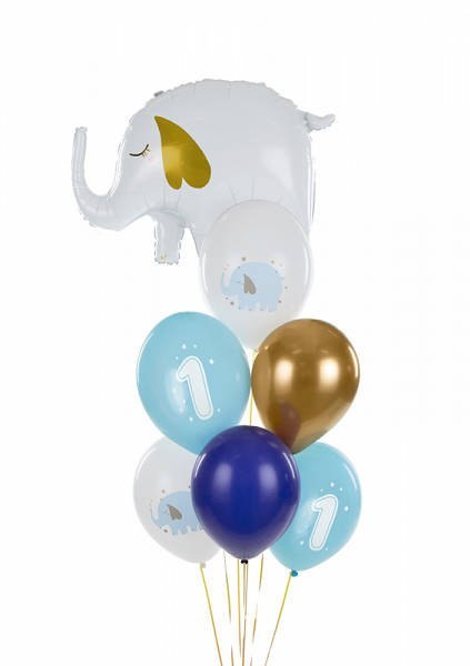 Balony lateksowe Roczek słonik, pastelowe niebieskie 30cm, 50 sztuk Balony lateksowe Roczek słonik, pastelowe niebieskie 30cm, 50 sztuk