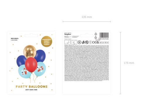 Balony lateksowe Samolot mix 30cm, 6 sztuk Balony lateksowe Samolot mix 30cm, 6 sztuk