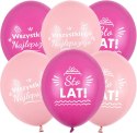 Balony lateksowe urodzinowe Sto Lat, różowe, 30cm, 10 szt.