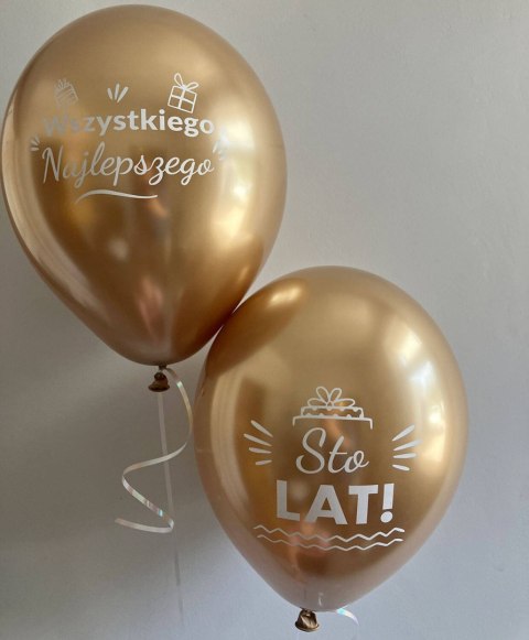Balony urodzinowe złote Chrome Sto Lat, 30cm, 50 szt. Balony urodzinowe złote Chrome Sto Lat, 30cm, 50 szt.
