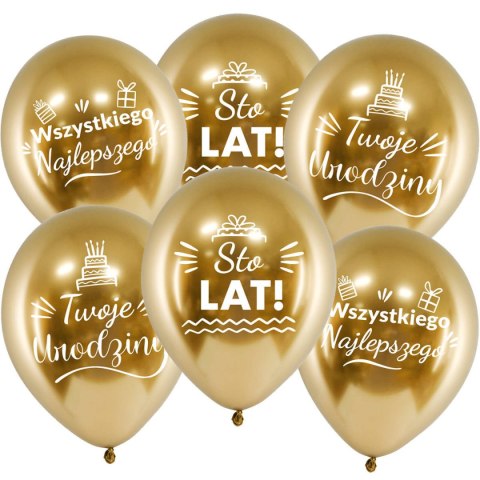 Balony urodzinowe złote Chrome Sto Lat, 30cm, 50 szt. Balony urodzinowe złote Chrome Sto Lat, 30cm, 50 szt.