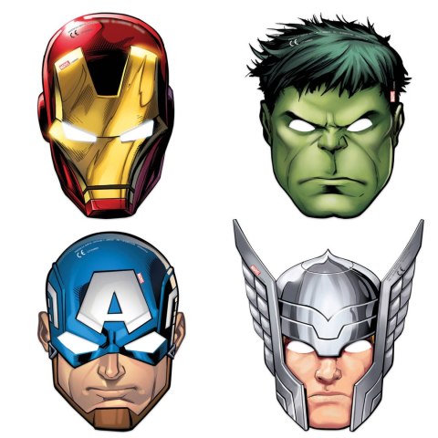 Papierowe maski Avengers, 6 sztuk Papierowe maski Avengers, 6 sztuk