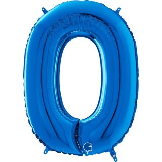 Balon Foliowy Cyfra 0 Niebieski, 66 cm Grabo