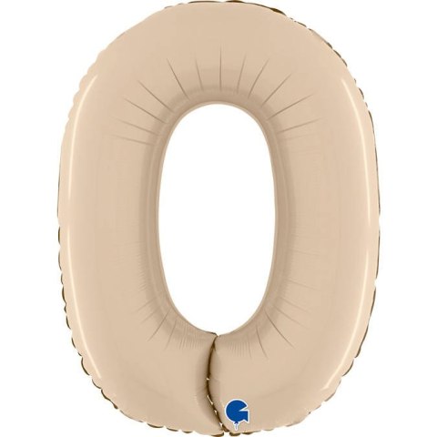Balon Foliowy Cyfra 0, Satynowa Kremowa, 66 cm Grabo Balon Foliowy Cyfra 0, Satynowa Kremowa, 66 cm Grabo